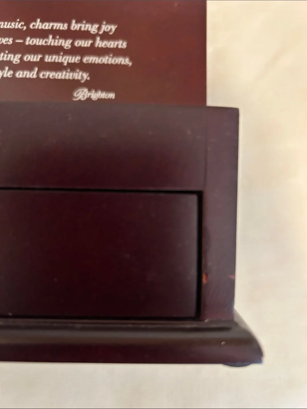 Brighton Wooden Jewelry Box with Heart Pull - Dark Cherry